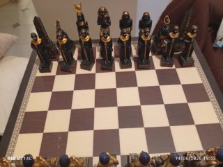 Juego de Ajedrez. Y damas Egipcio Tablero Madera