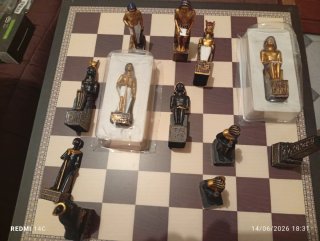Juego de Ajedrez. Y damas Egipcio Tablero Madera
