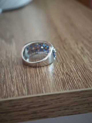 Anillo plata con piedras azules y blancas