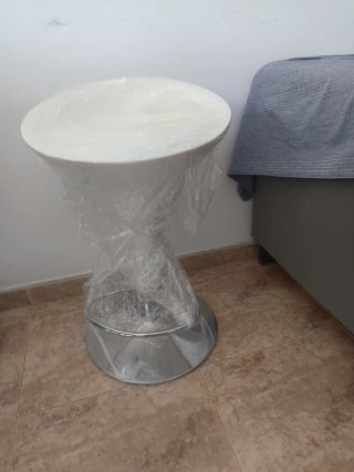 Taburete Cocina/Comedor Blanco y Plateado