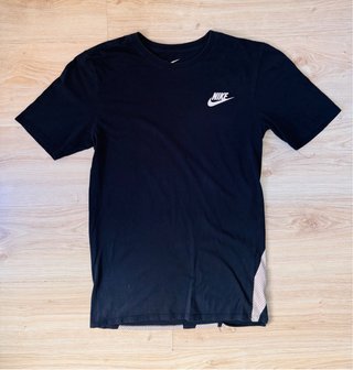 Nike Athletic Cut Black T-Shirt Big Logo Back Spor