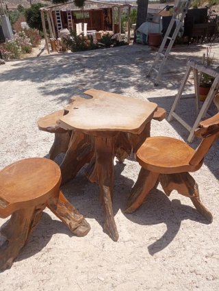 Conjunto mesa y sillas madera maciza