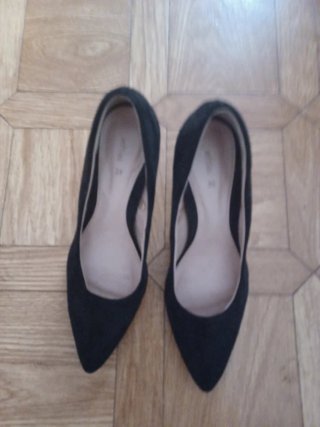 Zapatos ante tacón alto negros talla 38