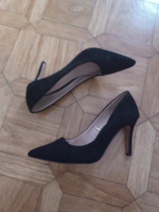Zapatos ante tacón alto negros talla 38