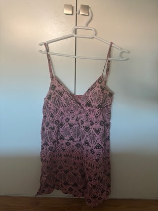 Vestido hippie rosa y negro