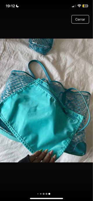 Bolsa de playa Misako transparente azul + neceser