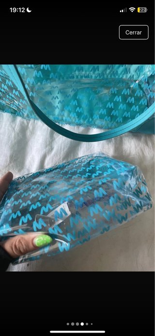 Bolsa de playa Misako transparente azul + neceser