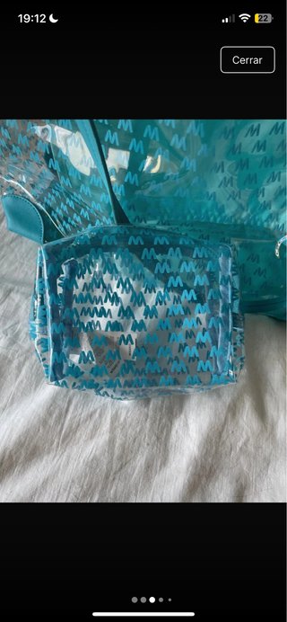 Bolsa de playa Misako transparente azul + neceser