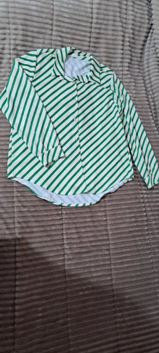 Camisa de rayas verde y blanca