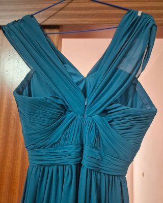 Vestido largo verde azulado