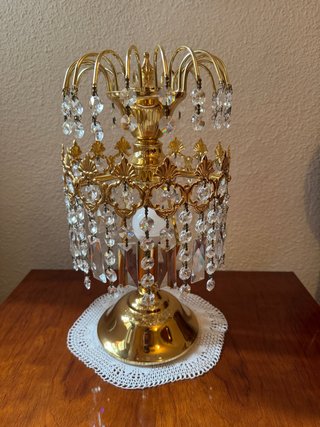 2 Lámparas de mesa dorada con cristales