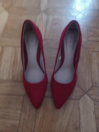Zapatos de ante tacón fino rojo T38