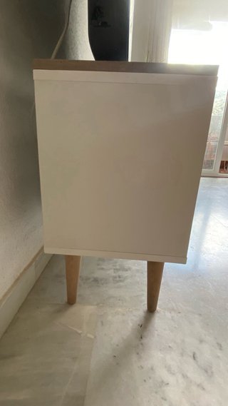 Mueble TV salón madera y blanco