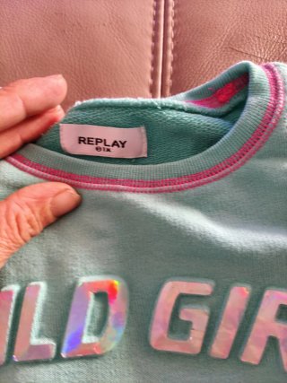 Sudadera niña mint con detalles rosa