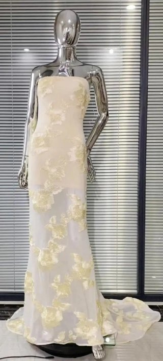 Vestido de Novia/Fiesta Amarillo y Blanco roto