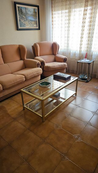 Mesa centro vintage dorada cristal