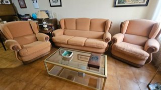 Mesa centro vintage dorada cristal