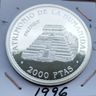 Moneda Plata PROOF Palenque 2000 ptas 1996