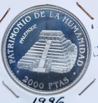 Moneda Plata PROOF Palenque 2000 ptas 1996