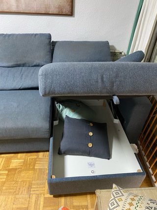 Sofá 3 plazas chaise longue azul Ikea, extensible