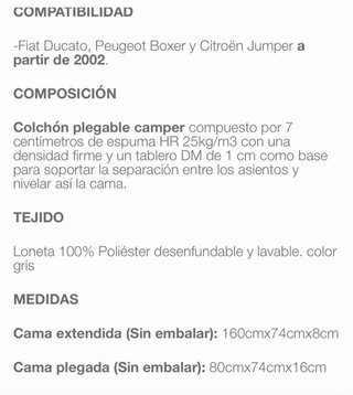 Colchón plegable para camper