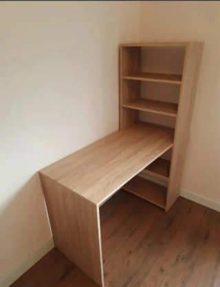 ESCRITORIO CON ESTANTERIA DE MADERA
