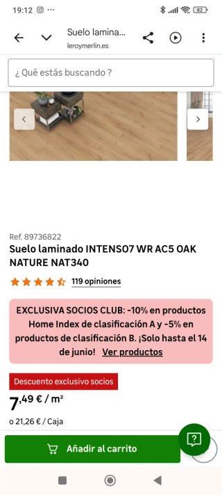 Suelo laminado roble 3 cajas (8.5m2)