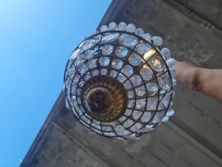 Lámpara Vintage Cristal Lágrimas Dorada