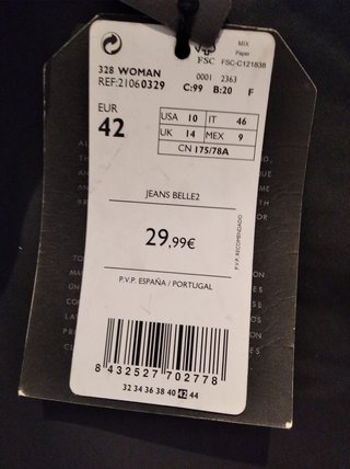 Pantalón pitillo Mango negro talla 42