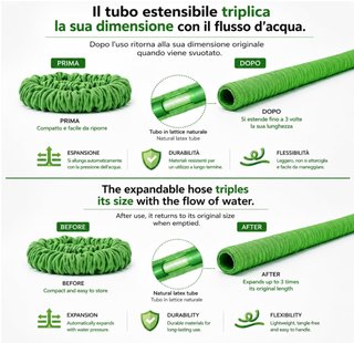 Manguera extensible de alta presión 7.5m verde