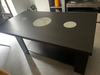 Mesa de centro elevable madera y cristal