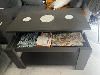 Mesa de centro elevable madera y cristal