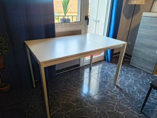 Mesa de comedor blanca extensible