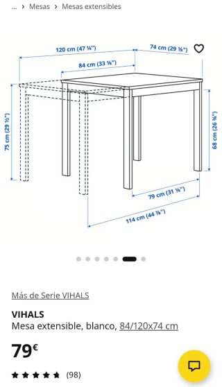 Mesa de comedor blanca extensible