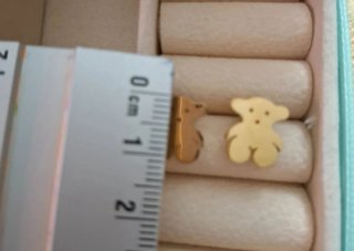 Pendientes osito acero dorado pequeños