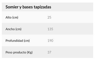 Colchón y base tapizada 135x190