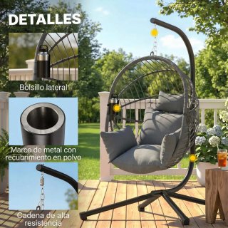 Silla Huevo Colgante Cesta Plegable