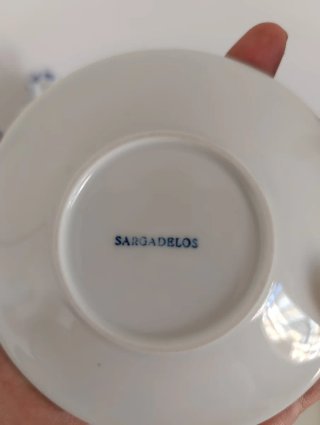 Juego de café Sargadelos de cerámica azul y blanco