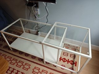 Mesa de centro cristal y metal Ikea