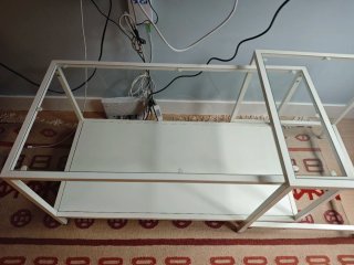 Mesa de centro cristal y metal Ikea