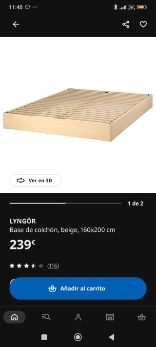 Base Cama IKEA LYNGÖR 160x200 Ratán y Madera