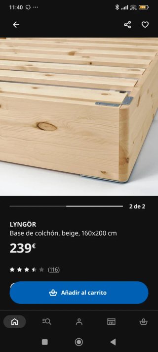 Base Cama IKEA LYNGÖR 160x200 Ratán y Madera
