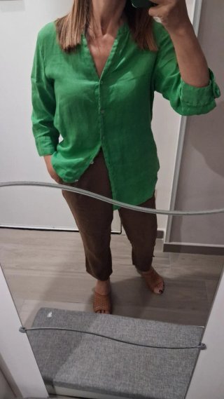 Camicia Lino Verde Donna