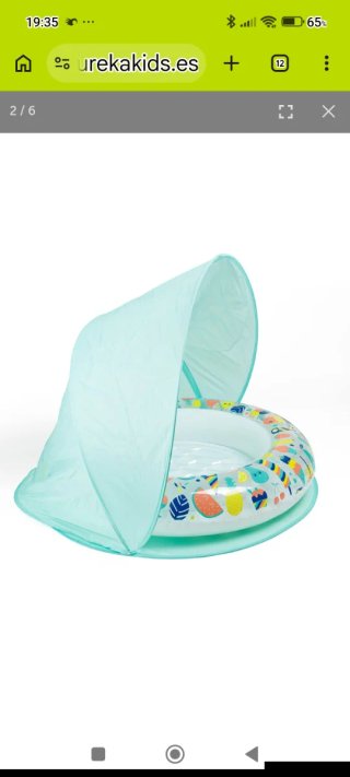 Piscina bebé con protección solar va muy bien