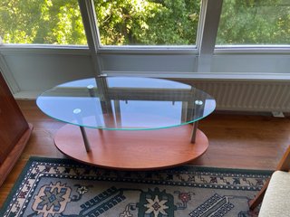 Mesa de centro cristal y madera