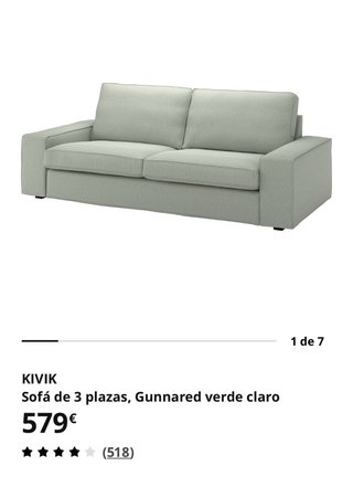 Sofá KIVIK 3 plazas Gunnared verde claro