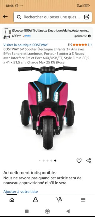 Moto Eléctrica Infantil Trike Rosa y Azul