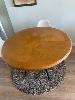 Mesa redonda madera y forja