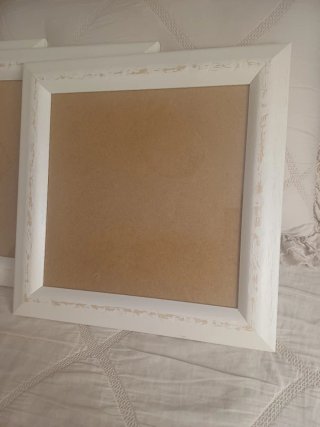 3 Marcos de madera blanco decapado de pared