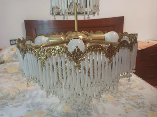 Lámpara colgante de cristal y metal